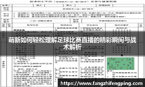 萌新如何轻松理解足球比赛直播的精彩瞬间与战术解析